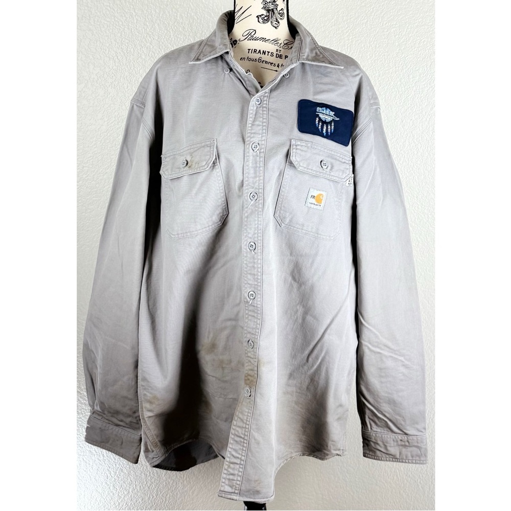 Carhartt Men’s Fr Grey Button Down Shirt, size